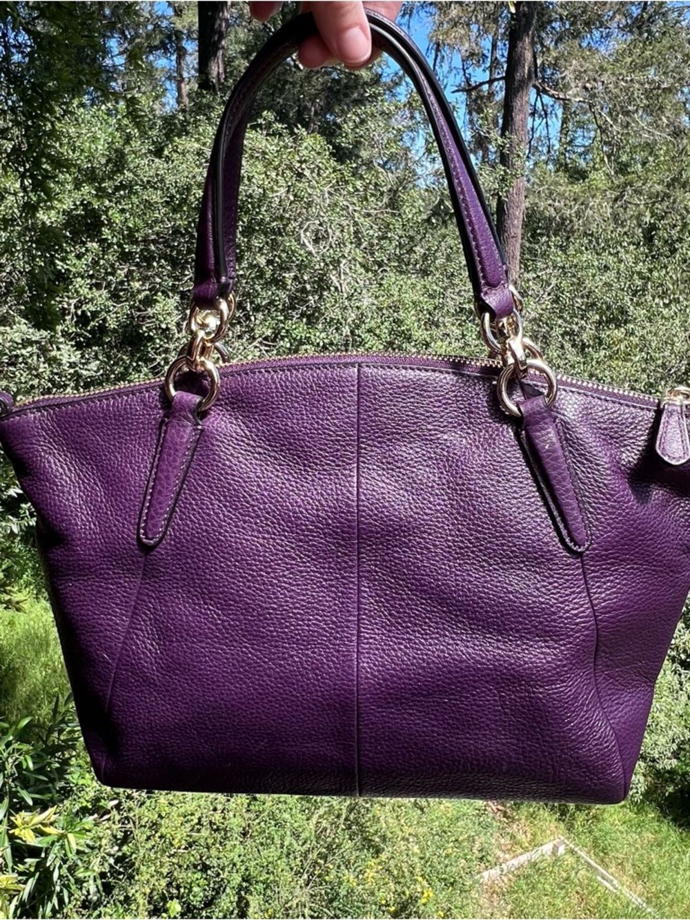 COACH Purple Pebble Leather Shoulder/Crossbody Purse w Gold Hardware AUTHENTIC - Picture 10 of 14